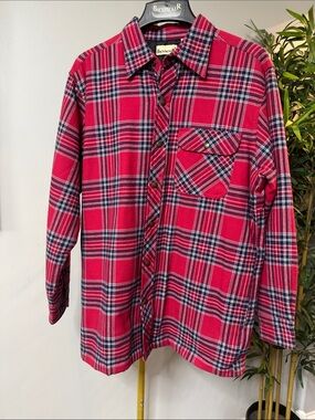 Backpacker Red Plaid flannel Lightweight Shirt Jacket NWOT L